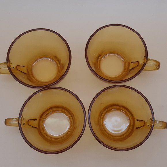 4 Amber Glass Mugs -Vitrosax by Bormioli Rocco Made in Italy - Picture 9 of 11